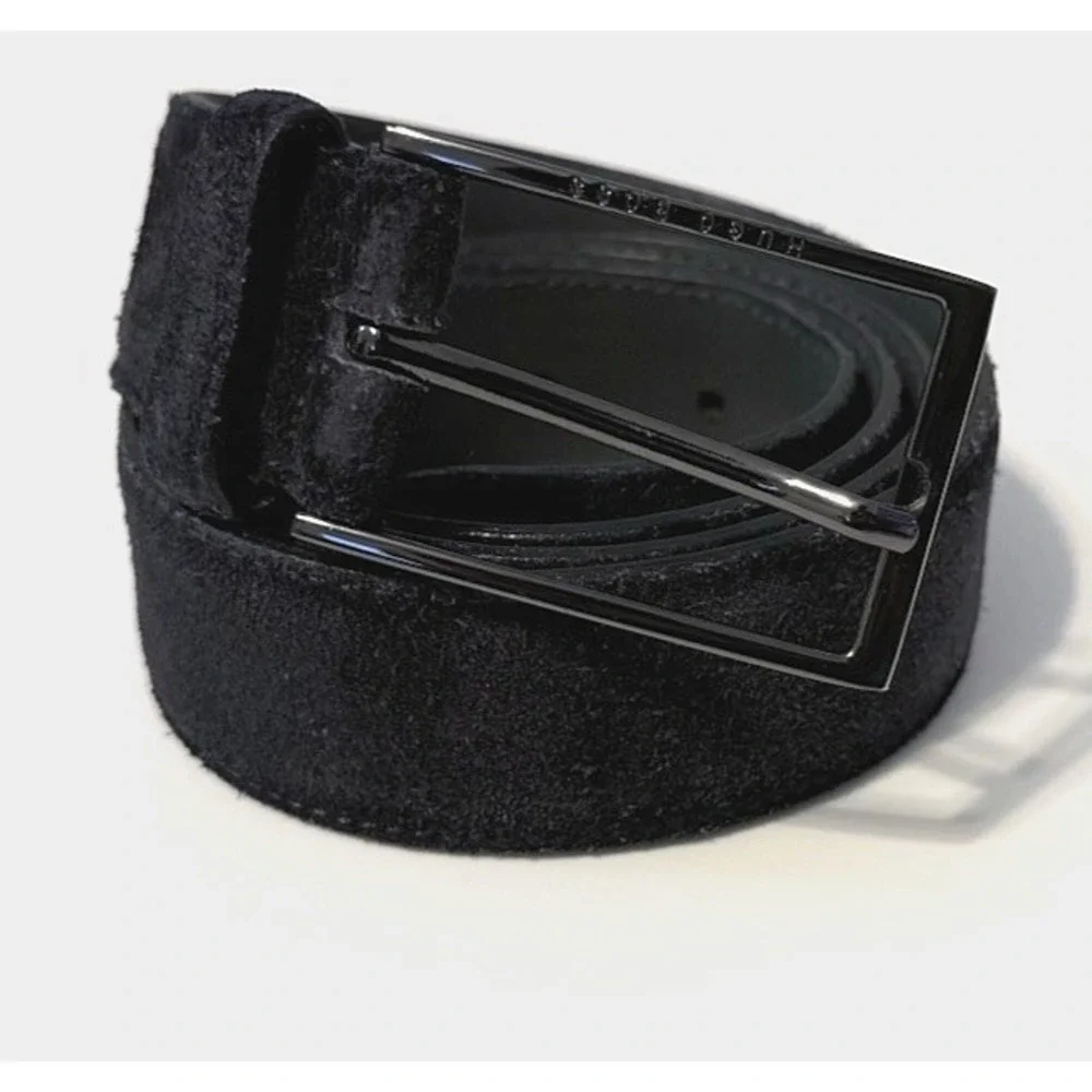 Hugo Boss Men's Genuine Blue Leather Belt Pin Buckle